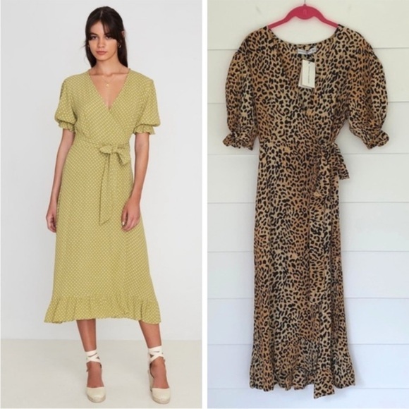 Faithfull the Brand Abbey Wrap Dress Le Cinq Animal Print sz XS - Picture 10 of 10